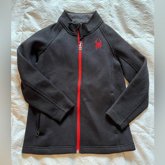 Excellent condition: black Spyder zip up 7-8 jacket - Picture 1 of 6